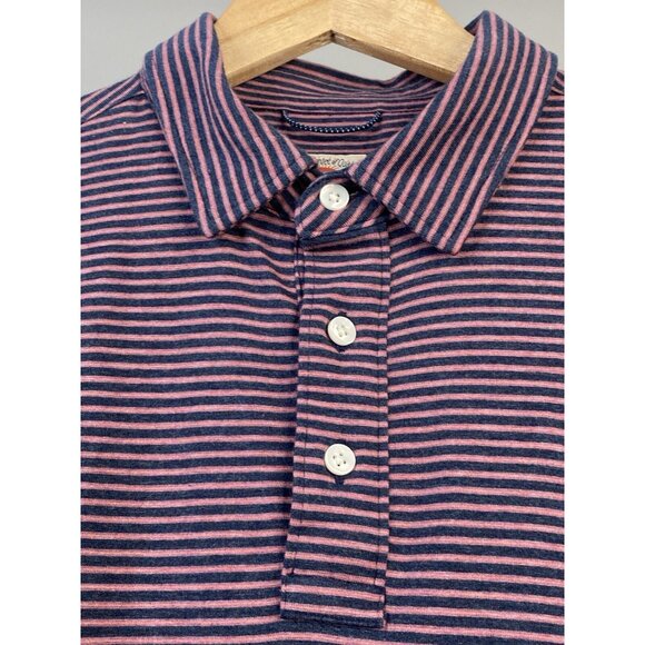 Faherty Movement Polo Shirt Men’s M Short Sleeve Soft Button Down Storm Stripe - Picture 6 of 16